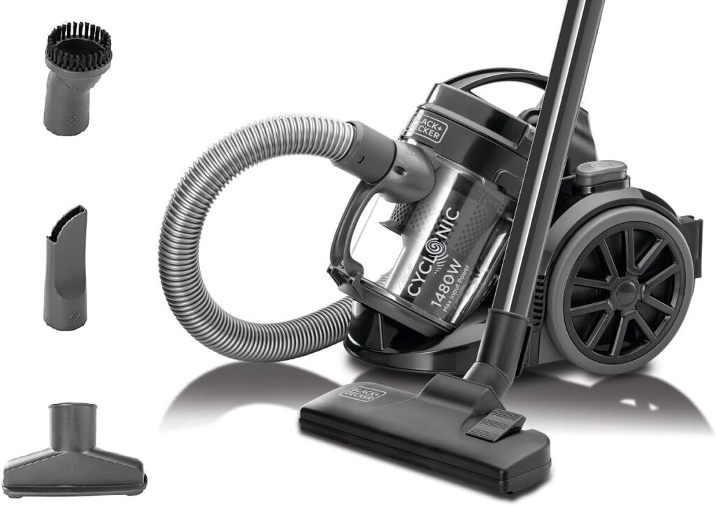 Black+Decker Multi-Cyclonic Bagless Vacuum Cleaner – 1480W, 1.8L, 6-Stage Filtration, Black (VM1480-B5), 1-Year Warranty