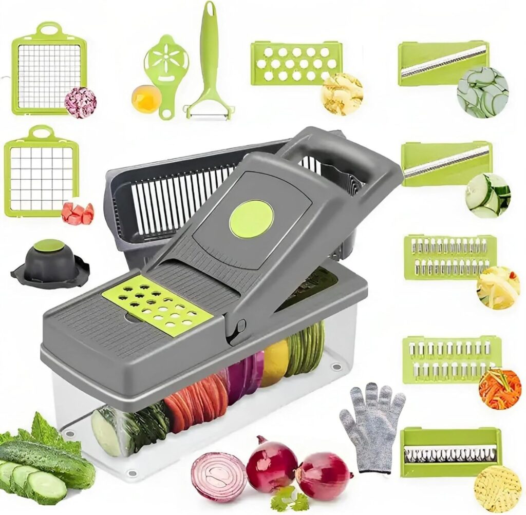 **”Slice, Dice, and Chop with Ease – 16-in-1 Multifunctional Chopper (Grey)”**